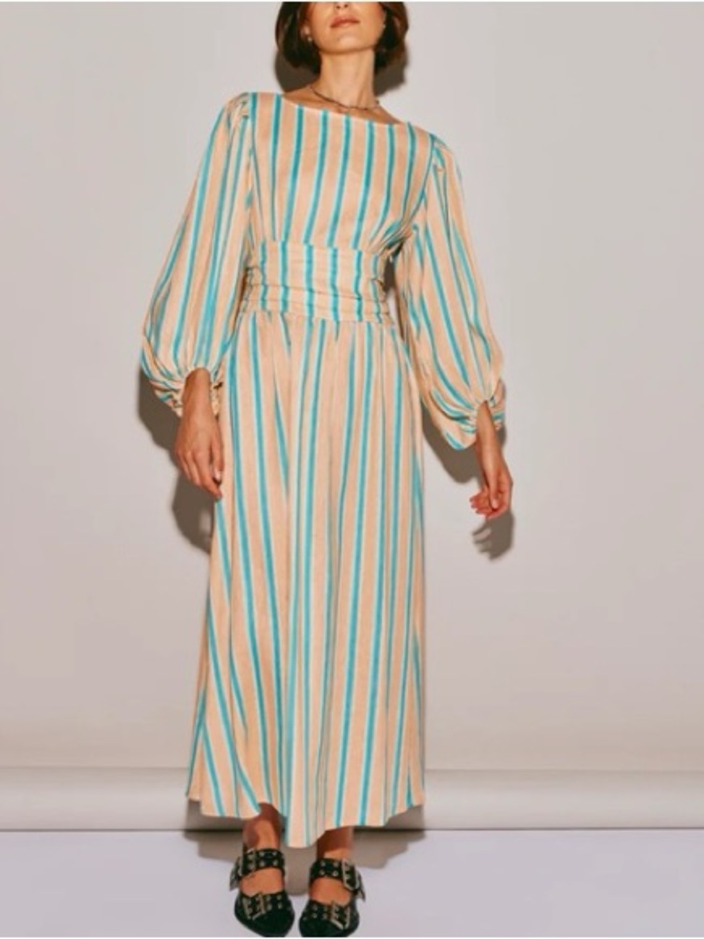 NWT- VRG GRL Linen Midi Dress (Tularosa Midi Dress Spritz) AU 10 US 6